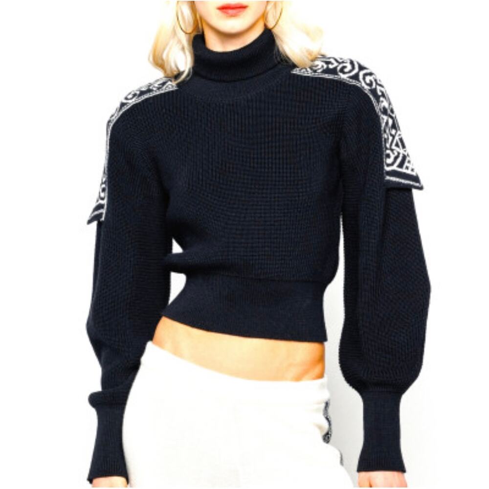 NWT‎ Akep pullover crop akep con spalline in jacquard